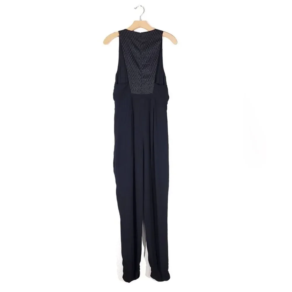 BLESSED ARE THE MEEK Long Island Pleated Diamond Back Jumpsuit in Black Medium - Picture 2 of 12